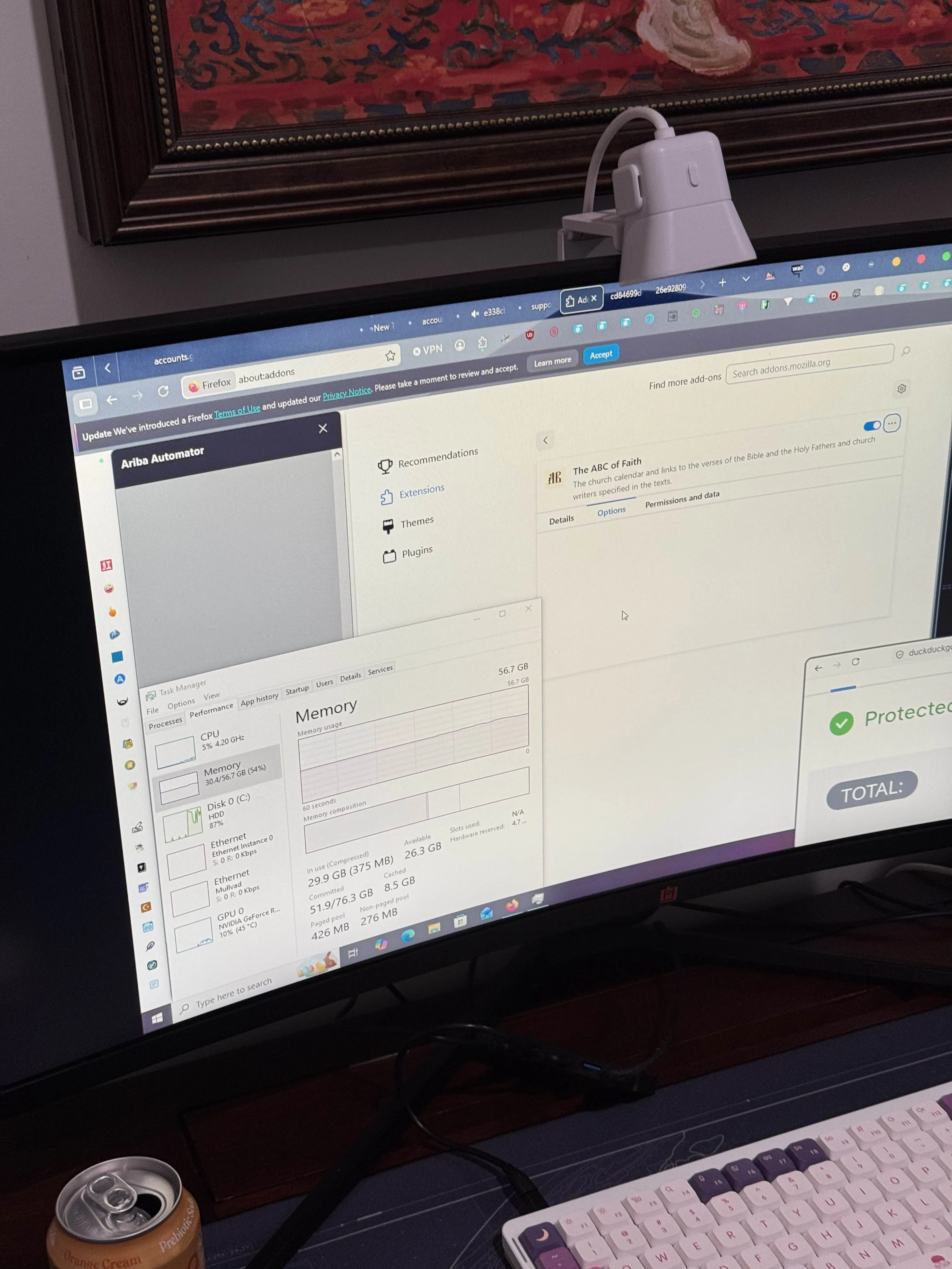 Firefox open to the options page for "The ABC of Faith"